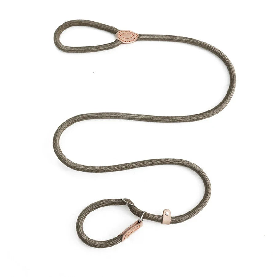 Durable Leather Joint Dog Collar with Adjustable Metal Buckle and Sliding Traction Control