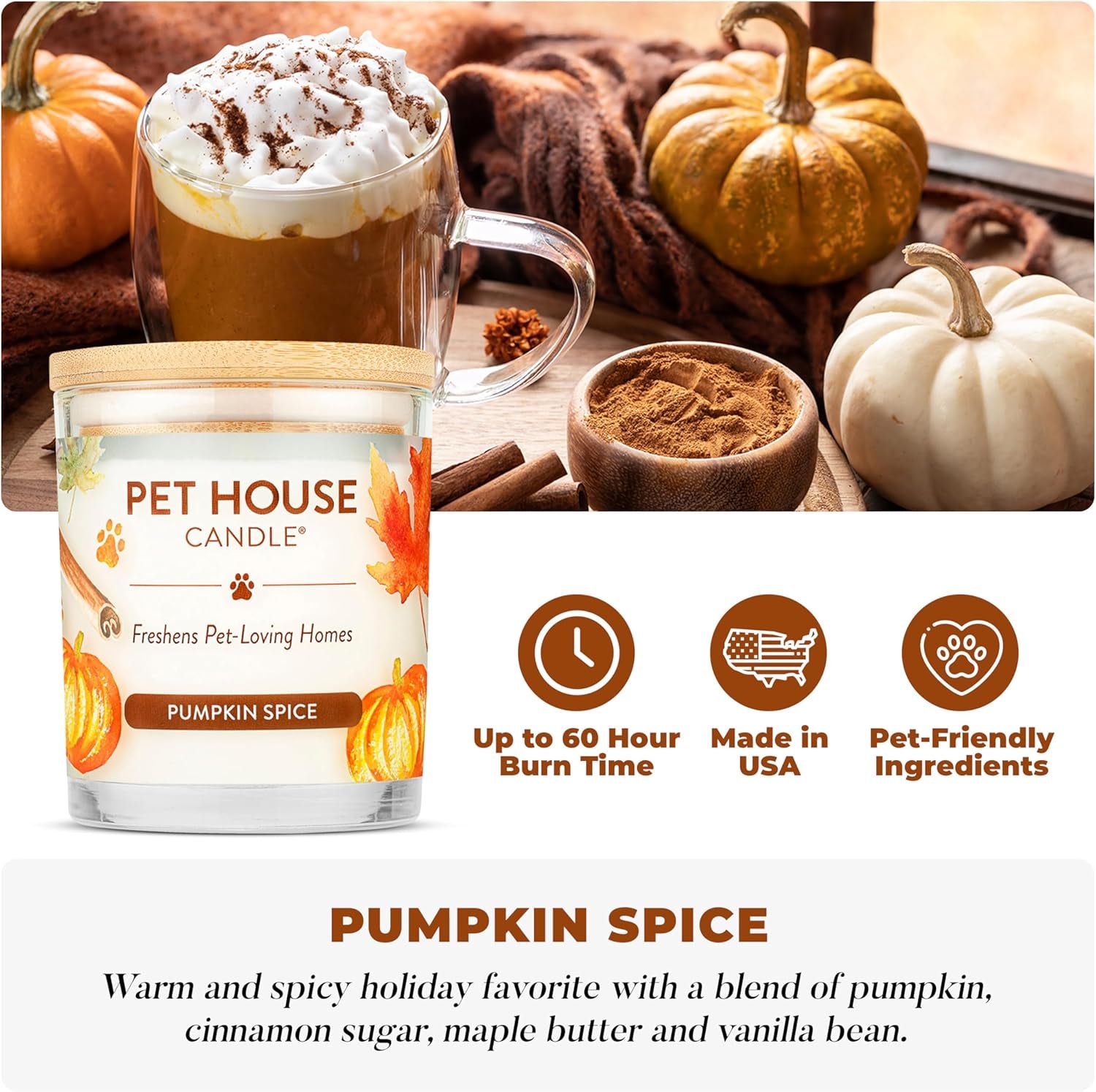 Pet House Fall Candle (2-Pack) — Eliminates Pet Odors, Long Burn