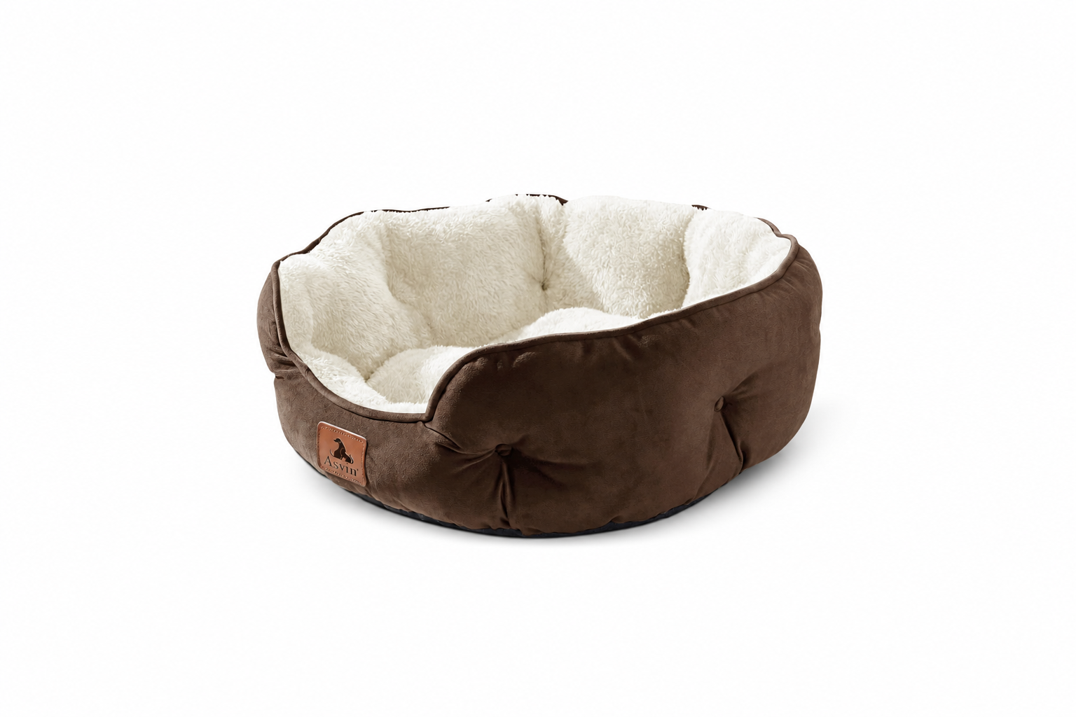Calming Round Dog Bed (Soft Bolster for Small Dogs & Puppies)