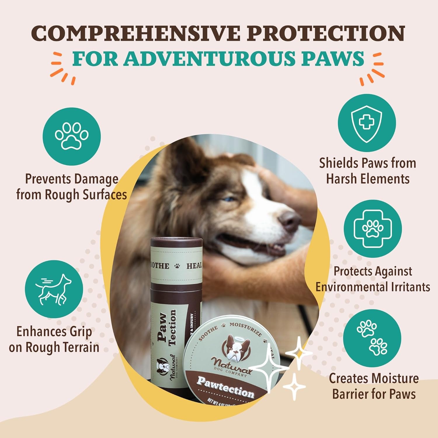 Pawtection Dog Paw Balm — Protects & Soothes Dry, Cracked Pads 