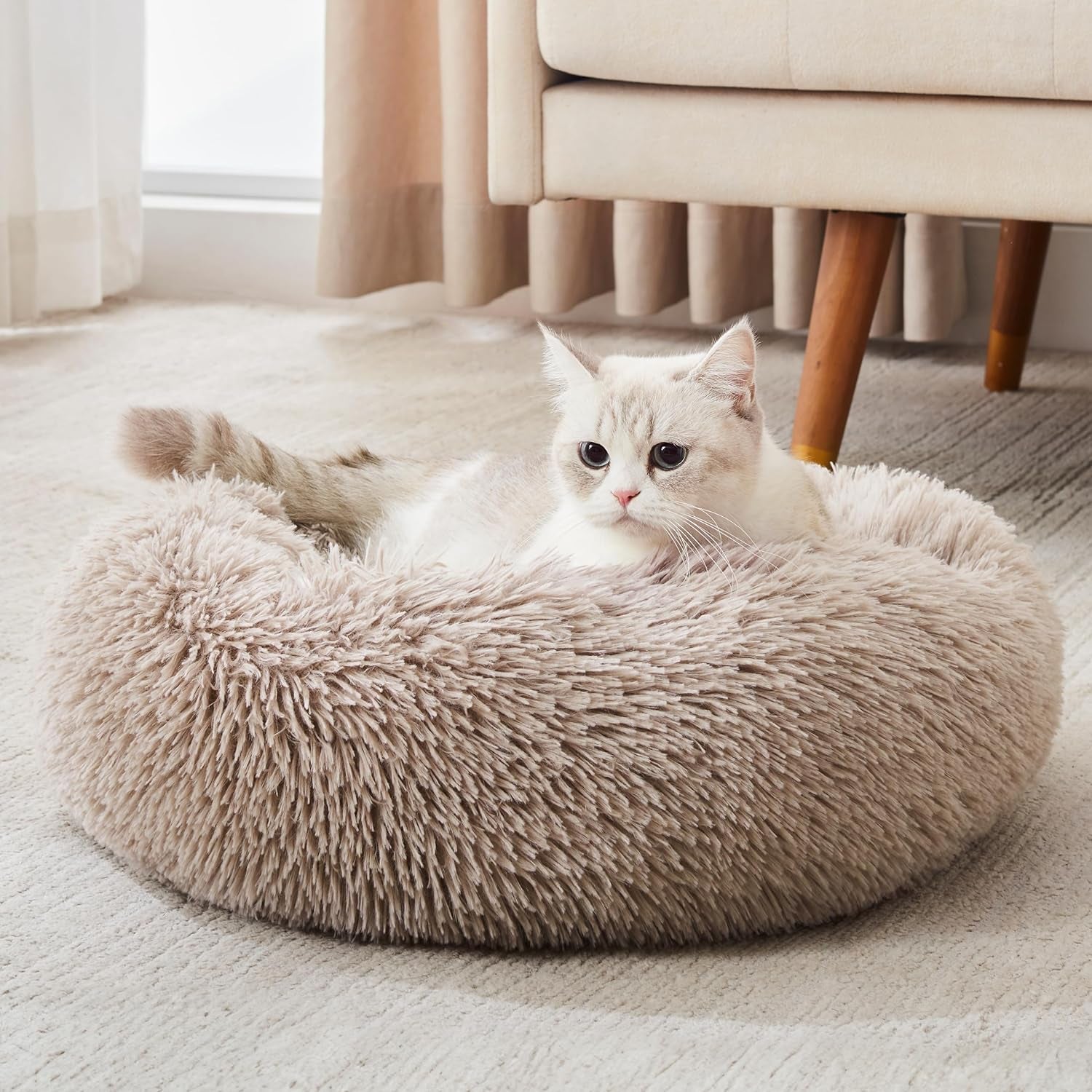Calming Anti-Anxiety Donut Cuddler Bed — Soft Faux Fur (20"/24"/27"/30")