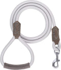 Premium Leather Dog Leash with Strong Rope and Zinc Alloy Clasp - 4/5/6 Feet Lengths for Small to Large Dogs (Silver, 60 Inch, Single Pack)