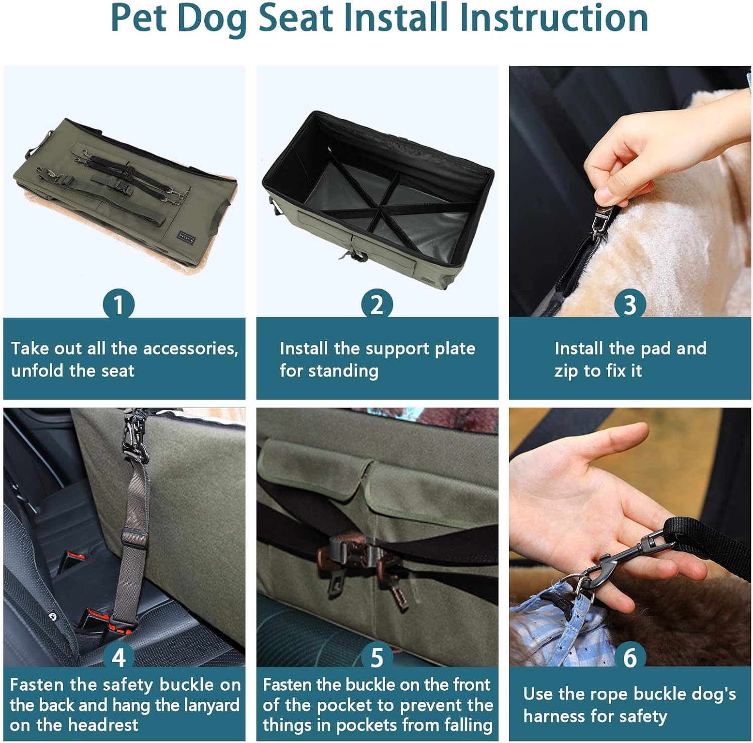 Dog Car Booster Seat — Safe, Elevated View for Dogs up to 45 Lb