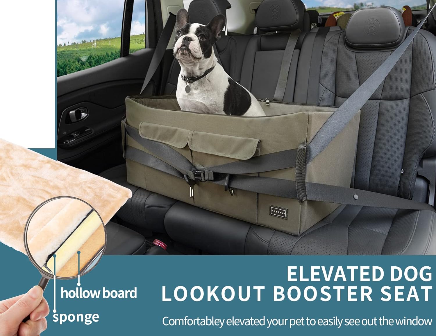 Dog Car Booster Seat — Safe, Elevated View for Dogs up to 45 Lb