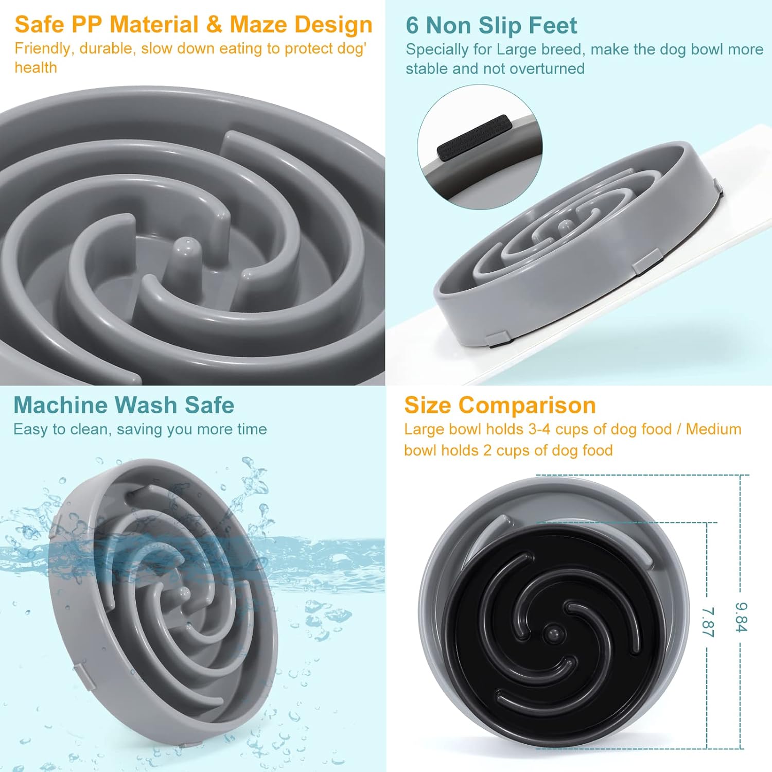 Slow Feeder Dog Bowl — Stops Gulping, Aids Digestion, Prevents Regurgitation