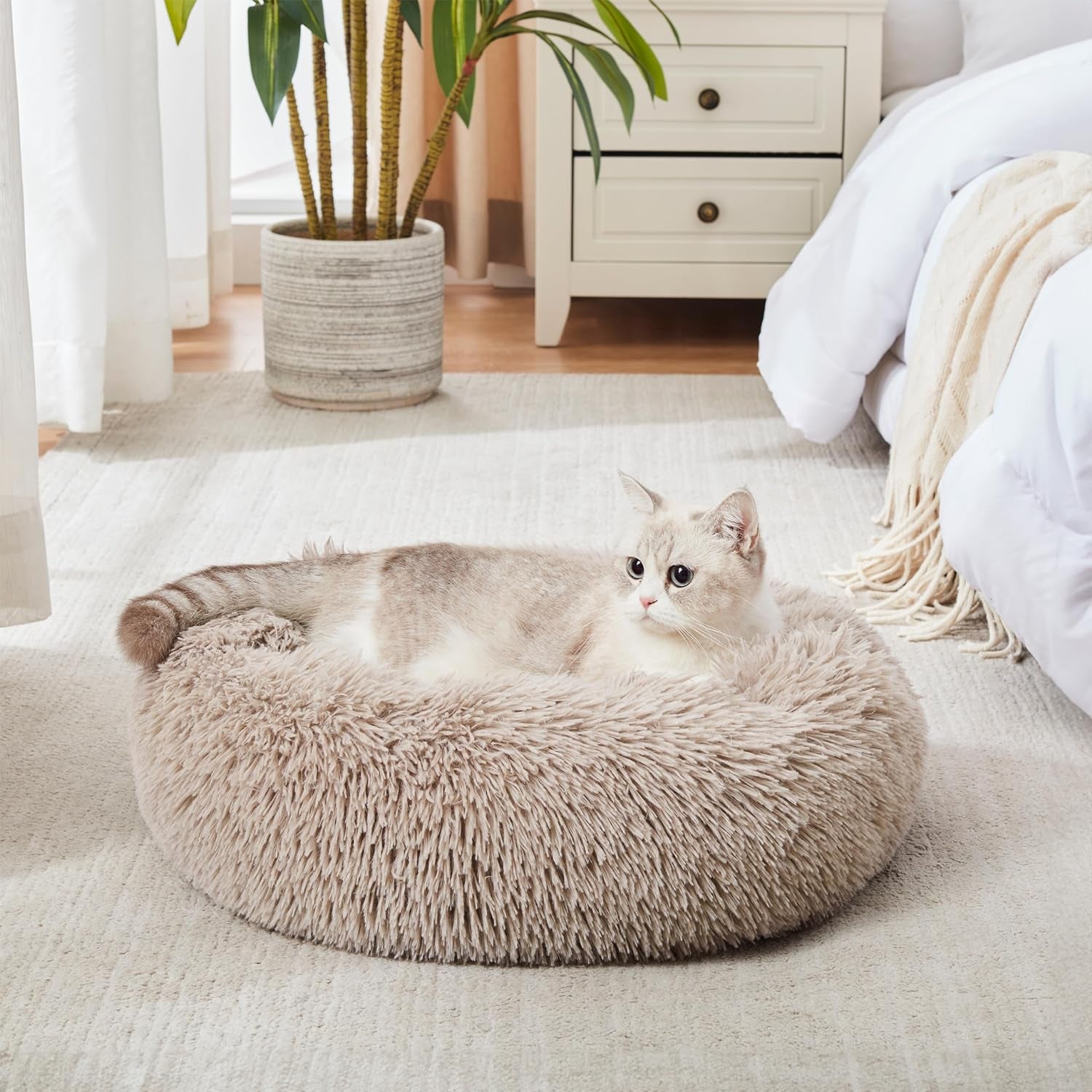 Calming Anti-Anxiety Donut Cuddler Bed — Soft Faux Fur (20"/24"/27"/30")