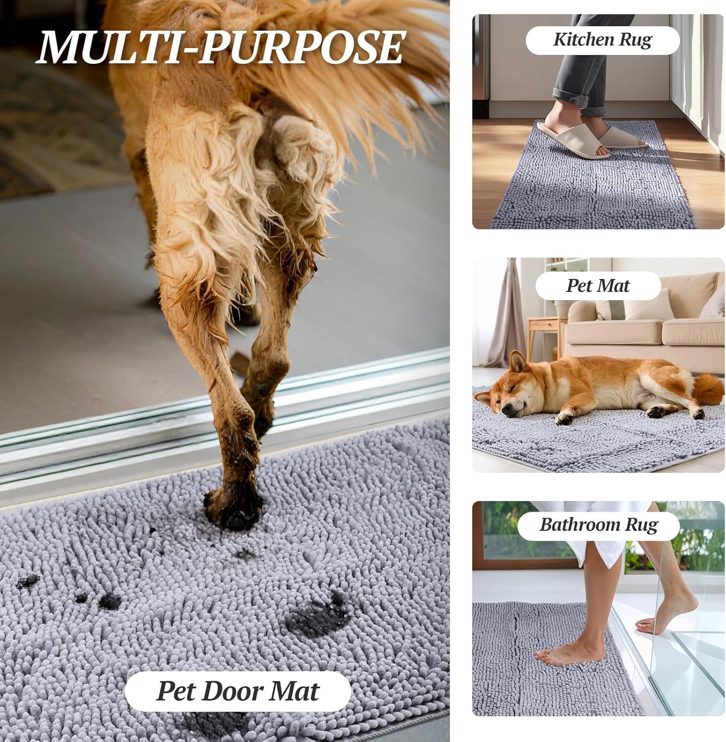 Muddy Paw Door Mat — Absorbent, Waterproof Dirt Trapper (35"×25")