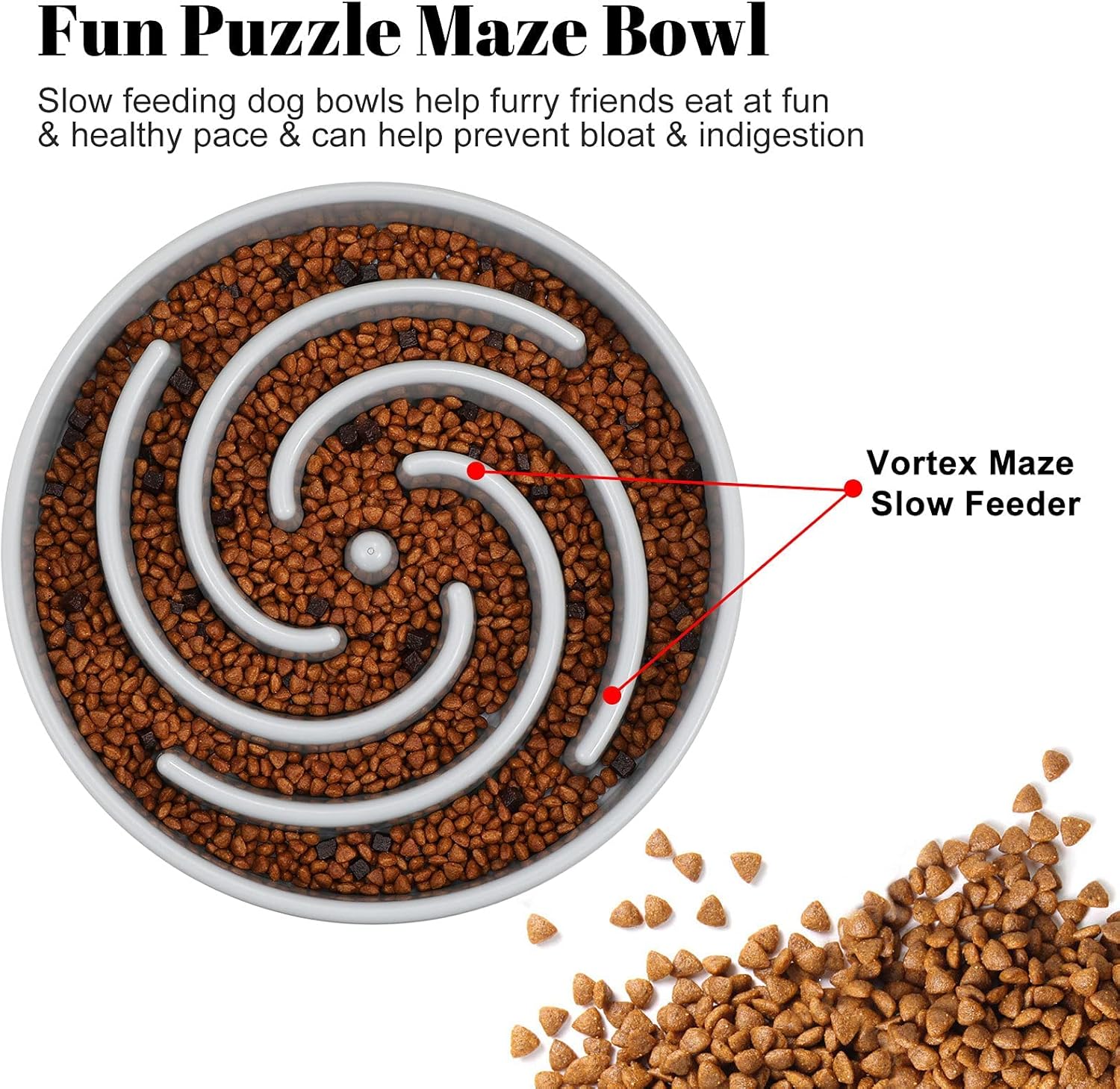 Slow Feeder Dog Bowl — Stops Gulping, Aids Digestion, Prevents Regurgitation