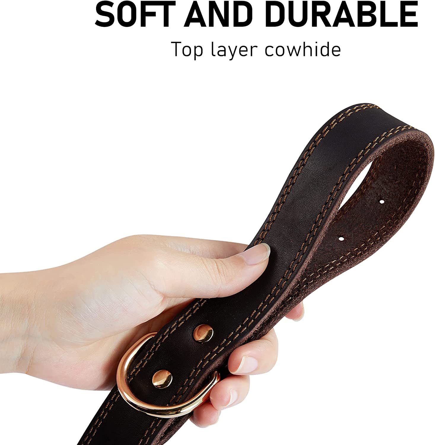 Classic Brown Leather Collar with Polished Buckle