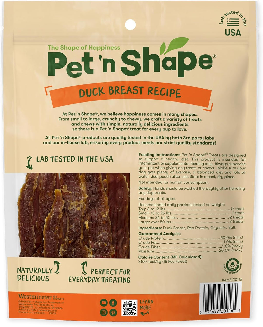 Pet 'n Shape Duck Breast Jerky — Natural, High-Protein Dog Treats