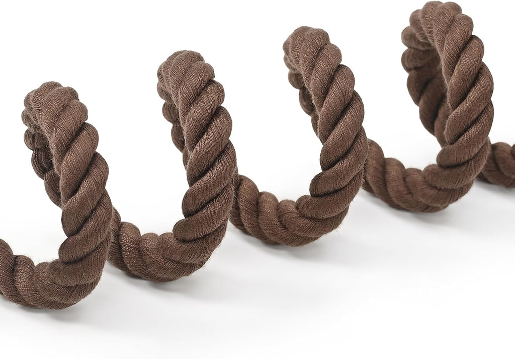 Premium Rope Dog Leash with Genuine Leather Accent 4FT, 1/2" Thick (Dark Brown)